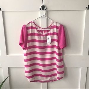 Pink and white striped blouse